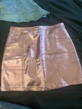 Girls Metallic Rose Pink A-Line Skirt